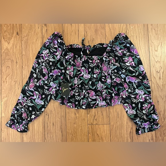 NWT Japna Medium Puffed Sleeve Floral Blouse Peasant Sheer Long Sleeves … - Picture 10 of 10